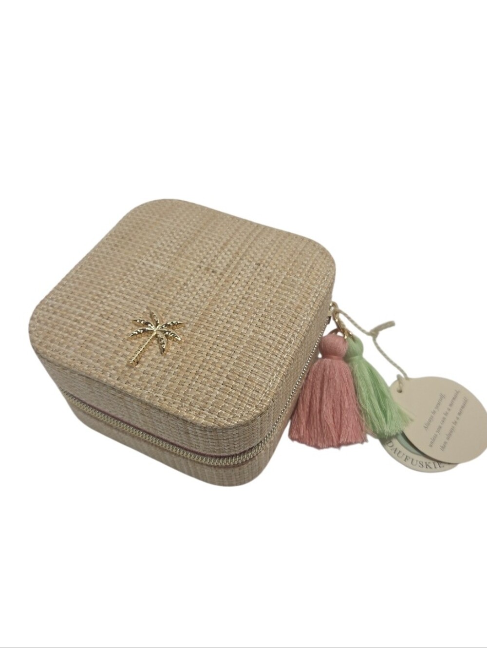 Spartina 449 Boho Palm Tree Jewelry Travel Case With Mirror NEW